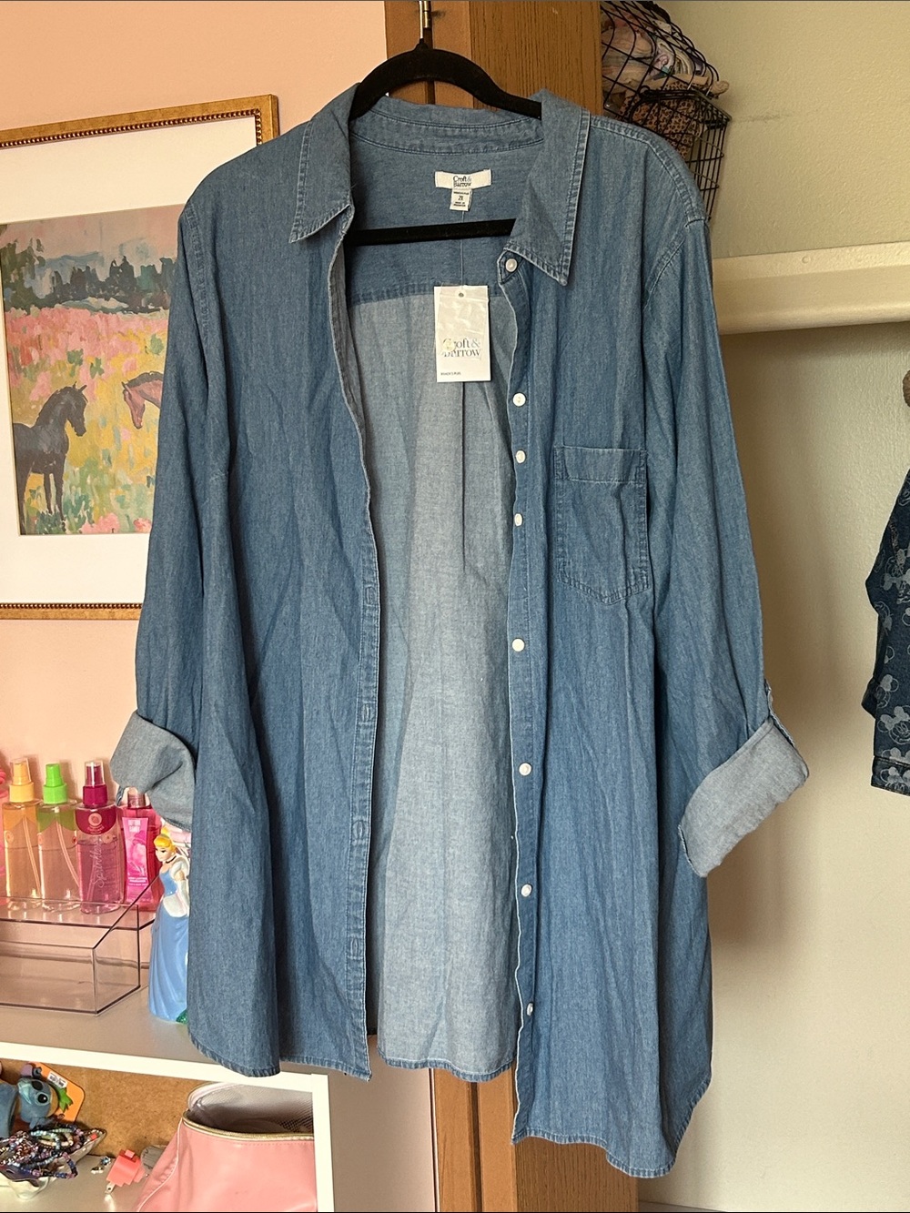 croft & barrow Medium Blue Denim Button-Up Shirt